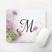 ラベンダーワイルドフラワーズモノグラムイニシャルマウスパッド マウスパッド (マウス)
