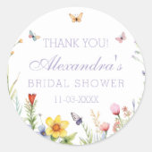 ラベンダーワイルドフラワーボホブライダルシャワーサンキュー ラウンドシール (正面)