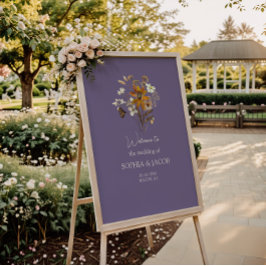 ラベンダーワイルドフラワーボホ結婚の歓迎 ポスター