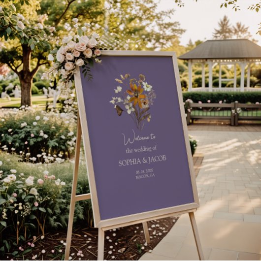 ラベンダーワイルドフラワーボホ結婚の歓迎 ポスター