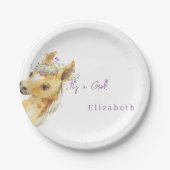 ラベンダーワイルドフラワーポニー女の子ベビーシャワー ペーパープレート (正面)