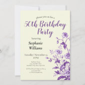 ラベンダーワイルドフラワー女子50歳の誕生日パーティー 招待状 (正面)