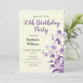 ラベンダーワイルドフラワー女子50歳の誕生日パーティー 招待状 (スタンド正面)