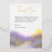 ラベンダーワイルドフラワー水彩サンキューカード 箔シーズンカード (正面)
