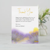 ラベンダーワイルドフラワー水彩サンキューカード 箔シーズンカード (立ち正面)