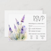ラベンダーワイルドフラワー水彩結婚式RSVPカード 出欠カード (正面/裏面)