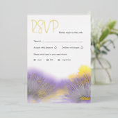 ラベンダーワイルドフラワー水彩RSVP 箔シーズンカード (立ち正面)