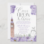 ラベンダーワンスオンザタイムベビーシャワープリンセス 招待状 (正面)