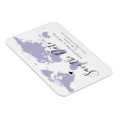 ラベンダーワールドマップトラベルウェディング日付を保存 マグネット (右側)