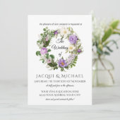 ラベンダーヴィンテージアイボリーバラwファーンリース結婚ズ 招待状 (スタンド正面)