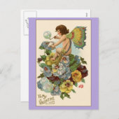 ラベンダーヴィンテージバレンタインカード シーズンポストカード (正面/裏面)