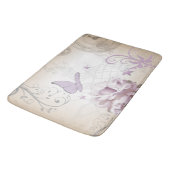 ラベンダーヴィンテージフラワー、蝶、音楽、時計 バスマット (アングル)