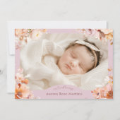 ラベンダーヴィンテージフローラ秋2枚フォト誕生 案内状 (正面)