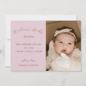 ラベンダーヴィンテージフローラ秋2枚フォト誕生 案内状 (裏面)