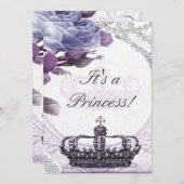 ラベンダーヴィンテージプリンセスベビーシャワー招待状 招待状 (正面/裏面)