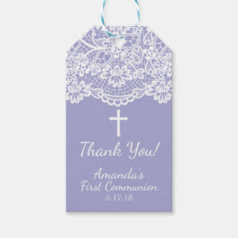 ラベンダーヴィンテージレース第1コミューニオンギフトラベル ギフトタグ