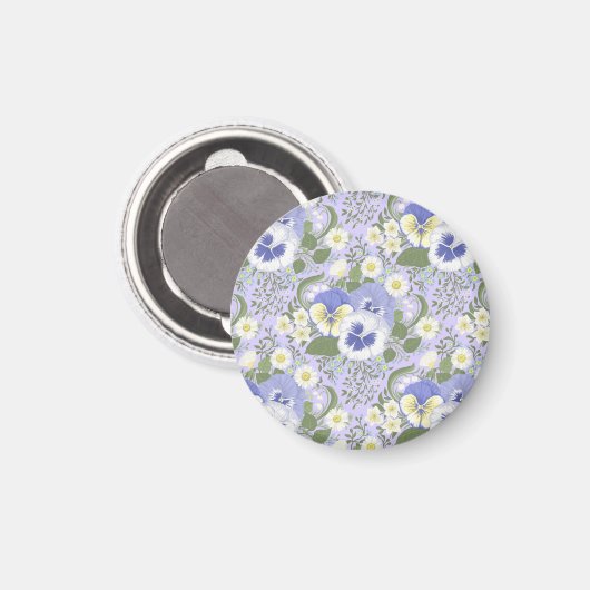 ラベンダー上の春の庭の花 マグネット (正面/裏面)