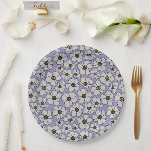 ラベンダー上の風の花 ペーパープレート (ウェディング)