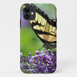ラベンダー上の黄色と黒の蝶 iPhone 11 ケース