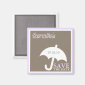 ラベンダー傘赤ちゃんシャワー マグネット (正面/裏面)