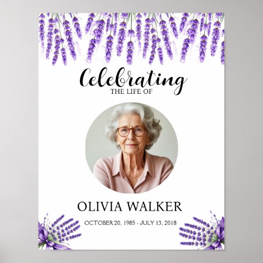 ラベンダー写真葬儀記念サイン ポスター (正面)