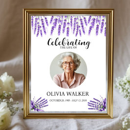 ラベンダー写真葬儀記念サイン ポスター