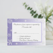 ラベンダー冬の雪結婚片の応答カード 出欠カード (スタンド正面)