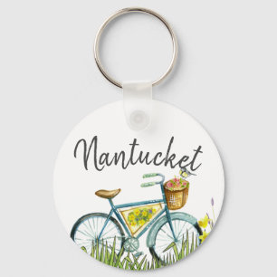 ラベンダー分野のNantucketのヴィンテージの自転車 キーホルダー