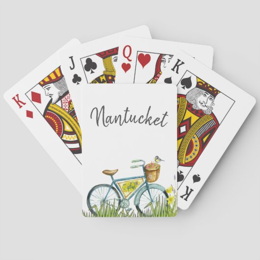 ラベンダー分野のNantucketのヴィンテージの自転車 トランプ (裏面)