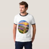 ラベンダー原の日の出風景 Tシャツ (正面フル)