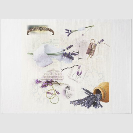 ラベンダー及びレースデコペ紙 薄葉紙 (正面)