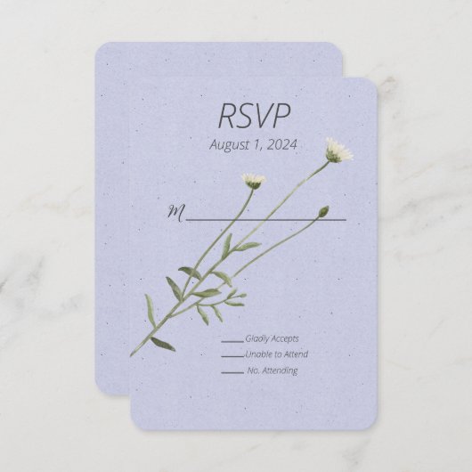 ラベンダー及び一独身のデイジー応答カード 出欠カード (正面/裏面)