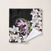 ラベンダー及び白い蘭の花のBathタオルセット バスタオルセット (ウォッシュタオル)