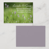 ラベンダー及び緑の花の写真 名刺 (正面/裏面)