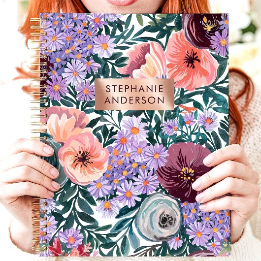 ラベンダー及び赤面ワイルドフラワー名前をカスタムする プランナー手帳