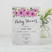 ラベンダー及び黄色いデイジーのベビーシャワー 招待状 (スタンド正面)