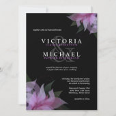 ラベンダー及び黒い花の結婚式招待状 招待状 (正面)