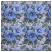 ラベンダー地のブルーの花柄 ファブリック (見本)