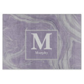 ラベンダー大理石と柔らかい白い静脈モノグラム カッティングボード (正面)