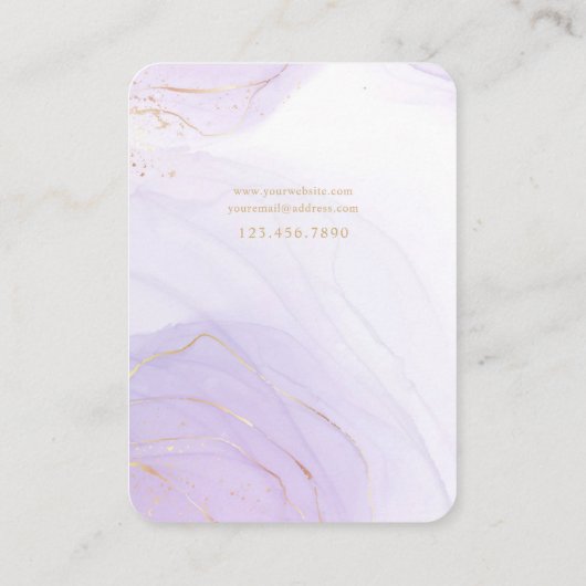 ラベンダー大理石金ゴールドジュエリー表示カード 名刺 (裏面)