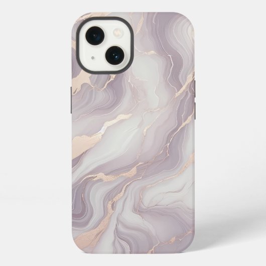 ラベンダー大理石iPhone 13ケースと銀静脈 iPhoneケース (裏面)
