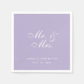 ラベンダー夫妻の紫結婚の白の脚本 スタンダードカクテルナプキン (正面)