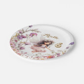 ラベンダー妖精のワイルドフラワーのピクシー誕生日 ペーパープレート (アングル)