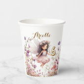 ラベンダー妖精のワイルドフラワーのピクシー誕生日 紙コップ (正面)