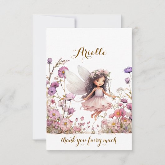ラベンダー妖精の野の花 誕生日おめでとう サンキューカード (正面)