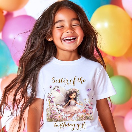ラベンダー妖精の野の花 誕生日のお姉さん Tシャツ