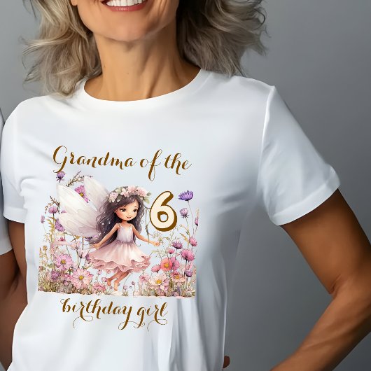 ラベンダー妖精の野の花 誕生日少女の祖母 Tシャツ