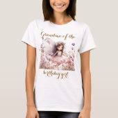 ラベンダー妖精の野の花 誕生日少女の祖母 Tシャツ (正面)