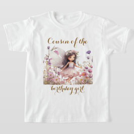 ラベンダー妖精の野生の花の誕生日の女の子 Tシャツ