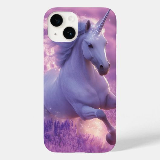 ラベンダー威厳のあるを通して白いユニコーンがギャロピング Case-Mate iPhoneケース (裏面)